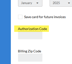 One-Click - Optional Credit Card Authorization Number field on Credit ...